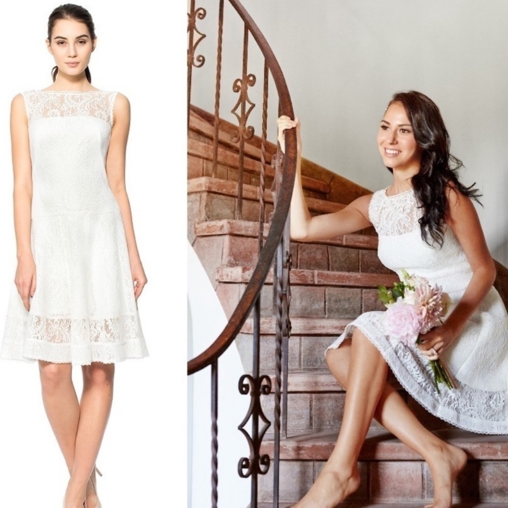 Tadashi Shoji Luxury Lace Off White Sleeveless Dress Bridal Brunch Event Prom XL
